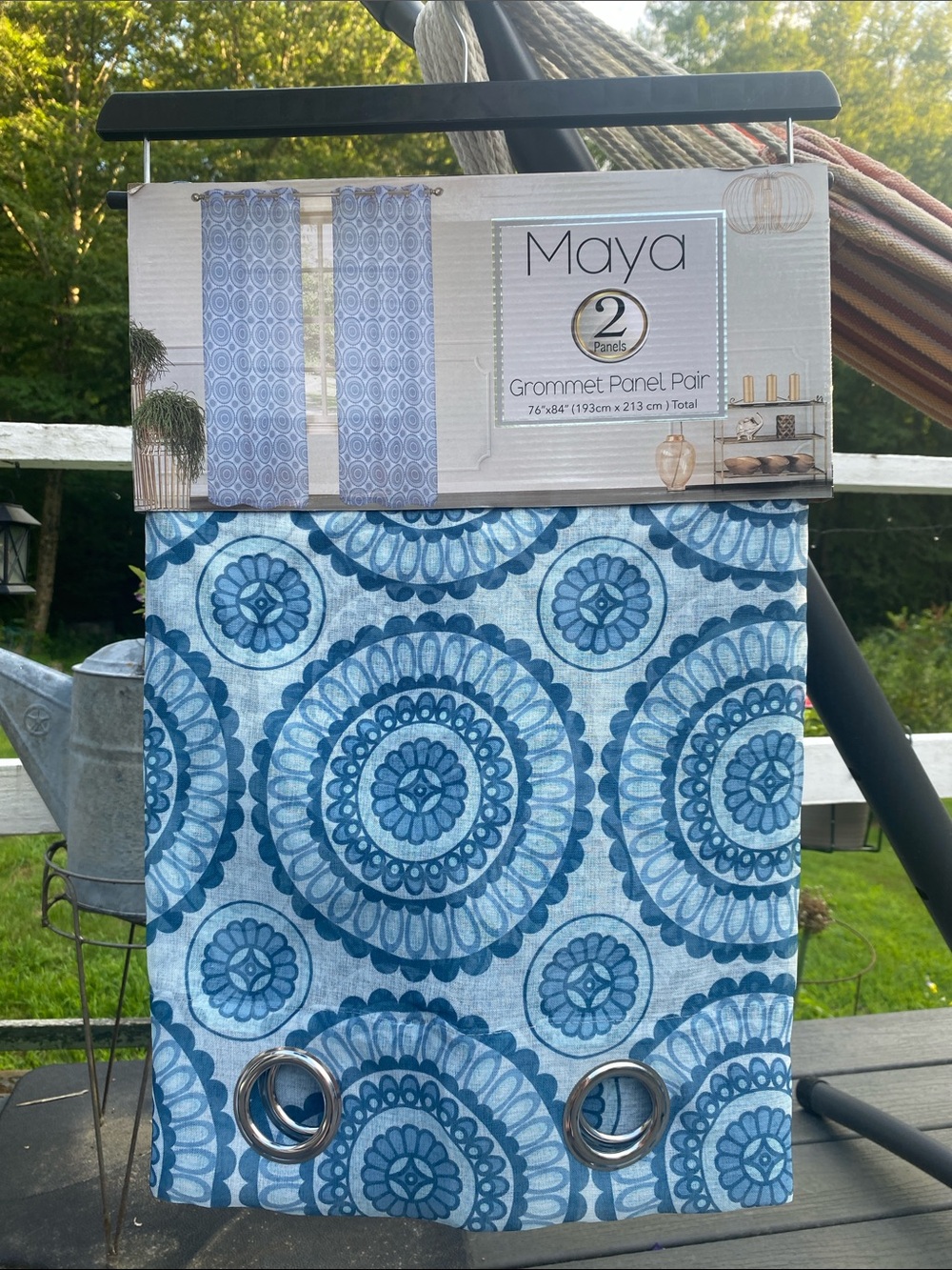 Maya Blue Medallion Grommet Curtain Panels Pair 76x84